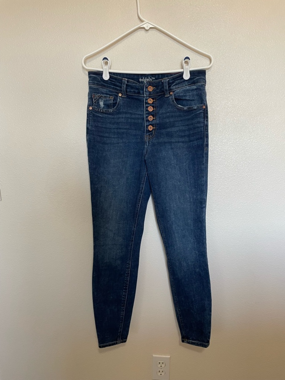 Maurices Dark Blue High-Rise Skinny Jeans with Button Fly